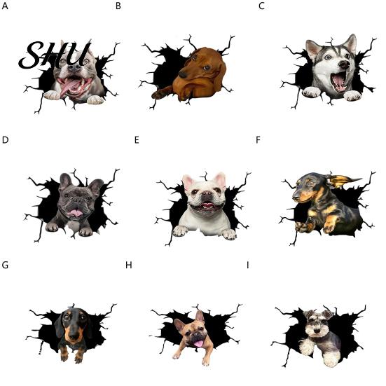Car Body Sticker Funny Stickers Realistic Exquisite Pattern Simulation Pet Crack Design 3D Trim Effect Decorate Eye-catching Cute Window for