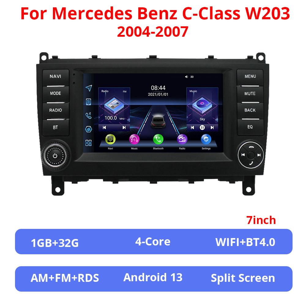 7Inch Android 13 GPS Car Multimedia Player For No DVD Mercedes Benz C-Class W203 Wireless Carplay & Android Auto GPS