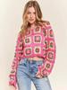 Hand-Crocheted Ethnic Style Colorful Squares Loose Pullover for Women