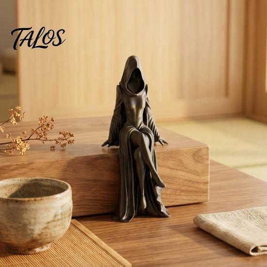 Dunkle Ästhetik Raumakzente Gotische Kapuzenlose Hexenfigur, Sitzende Dame Nische Künstlerische Heimdekoration Figur, 3D-gedrucktes Ornament