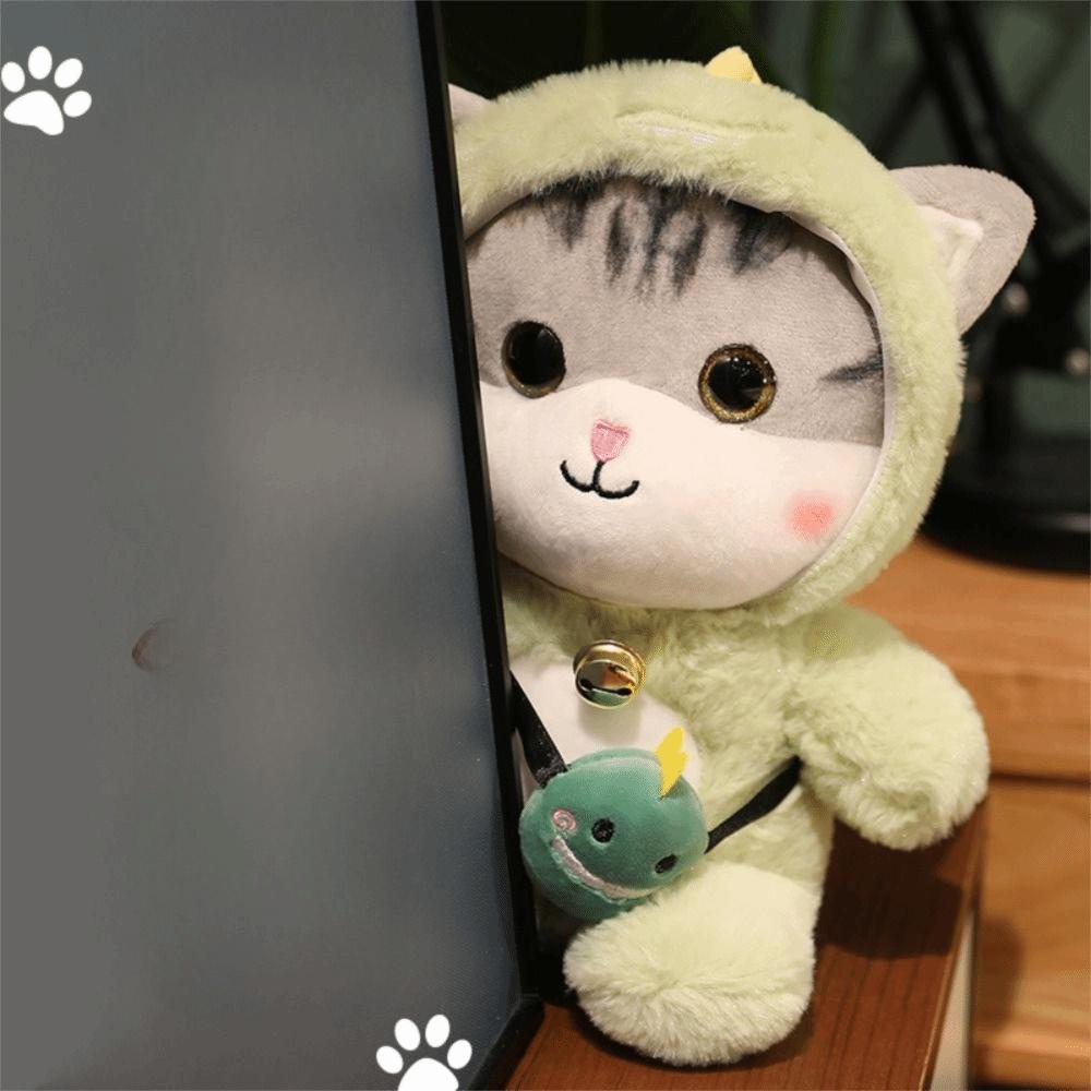 Bell Feature Stuffed Animal Toy Kawaii Design Cat Plush Toy Cartoon Cat Doll  Birthday Present