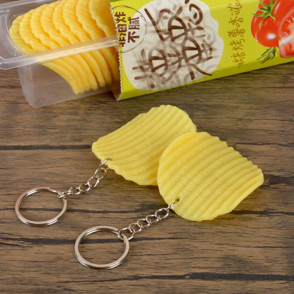 1Pc Simulated Potato Chips Model Simulated Food Snack Potato Chips Props 1:1 Fake Potato Chips Food Game Keychain Pendant