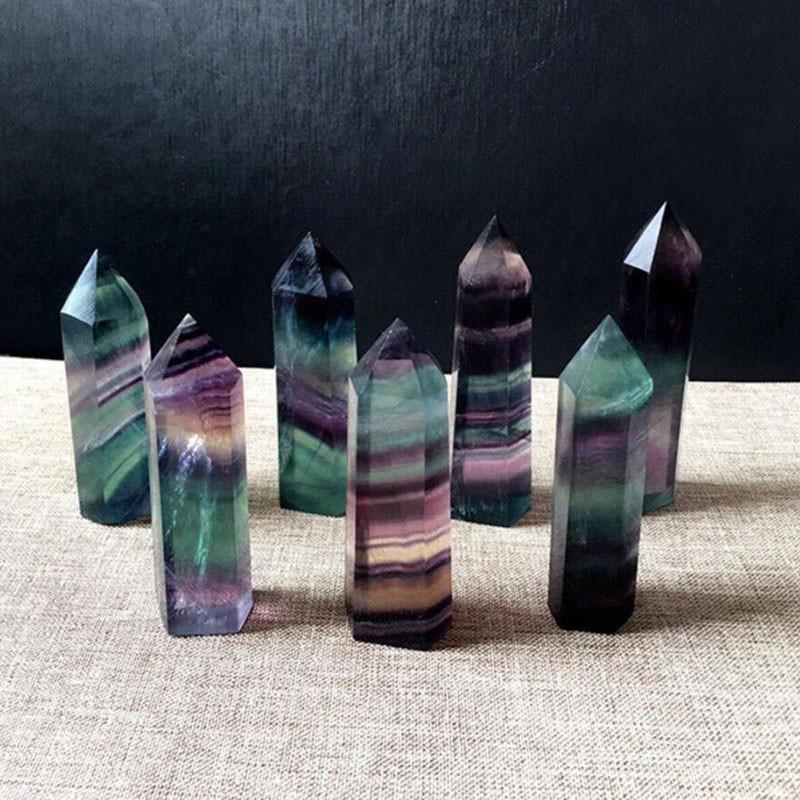 Elegant Natural Fluorite Quartz Crystal Stone Healing Amethyst Hexagonal Wand Point For Wellness And Balance
