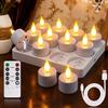 Set of 12 LED Tea Lights (Includes Rechargeable Base And Remote Timer), Flameless LED Tea Candles, Battery-Operated, Perfect for Tabletop Decor