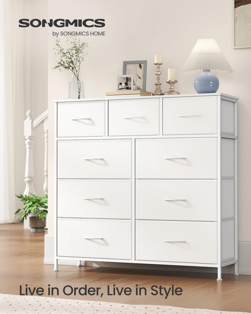 SONGMICS BELLAH Collection - Chest of Drawers, Storage Unit, Steel, for Bedroom, Closet, Hallway, Living Room, 9 Drawers, Modern