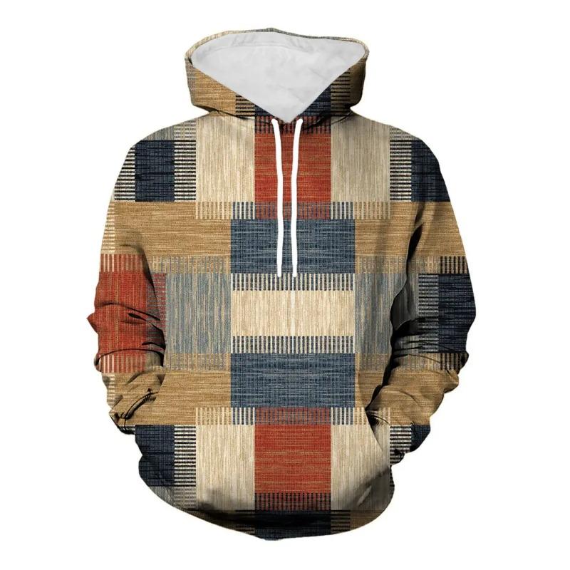 Men's Fashion 3D Printed Hoodie Casual Pullover Kangaroo Pocket Men's Fashion Long Sleeve Sports Hoodie Sweatshirt