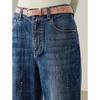JZ-AnnaCoe Elastic Meteor Hot Drill Wide-Leg Jeans for Women