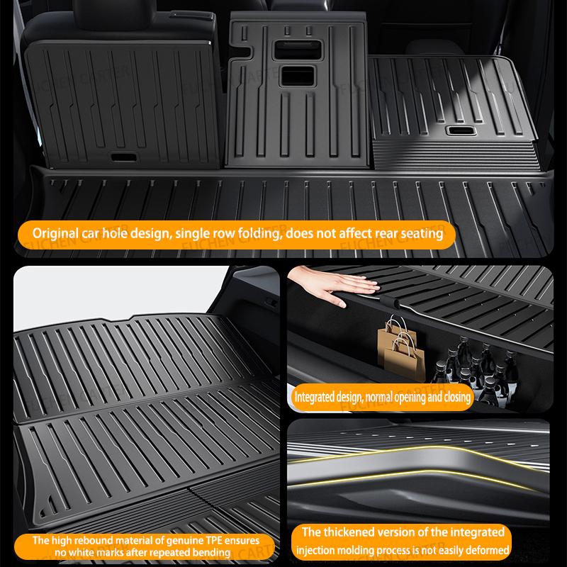 For Tesla Model Y Juniper 2025 2026 TPE Car Front Rear Trunk Mat Waterproof Wear-resistant All Weather Trunk Mats Backrest Mats