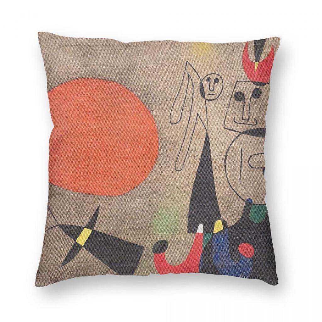 Joan Mir Surrealism Square Pillowcase Polyester Linen Velvet Pattern Zip Decor Pillow Case Sofa Seater Cushion Case