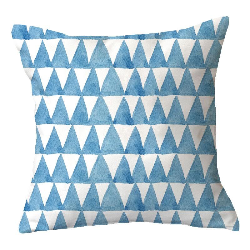 Simple New Blue Geometric Plush Pillowcase Home Fabric Sofa Pillow Cushion Cover Design