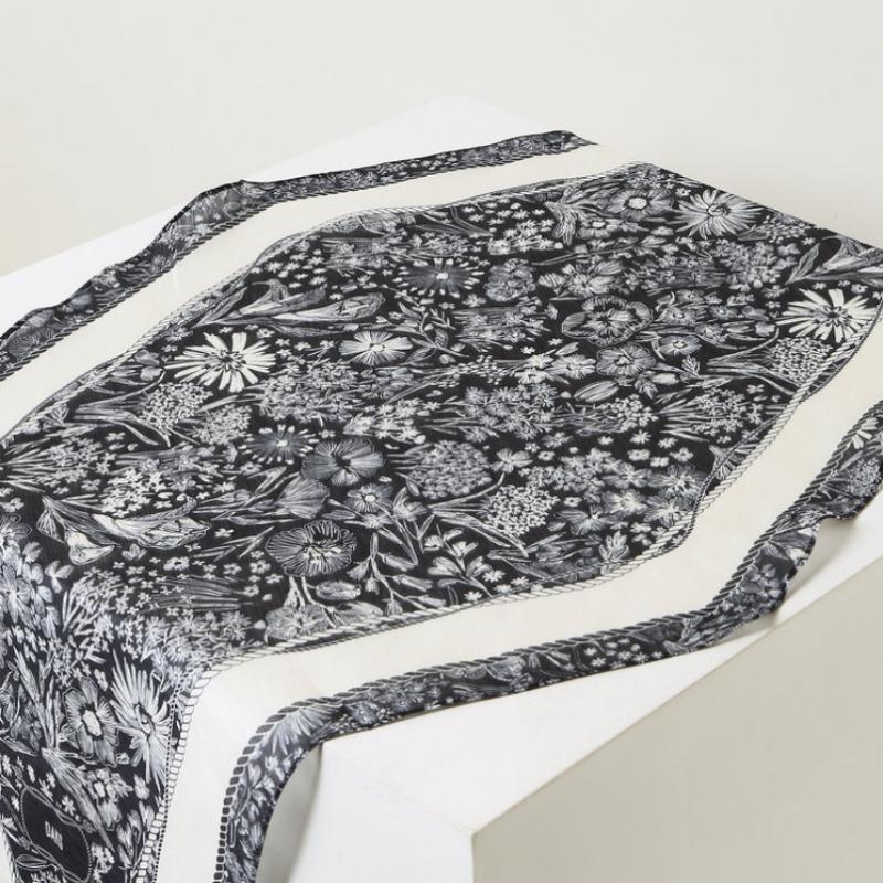 Daks Navy Pattern Silk Blend Scarf Dcsc6e490n2