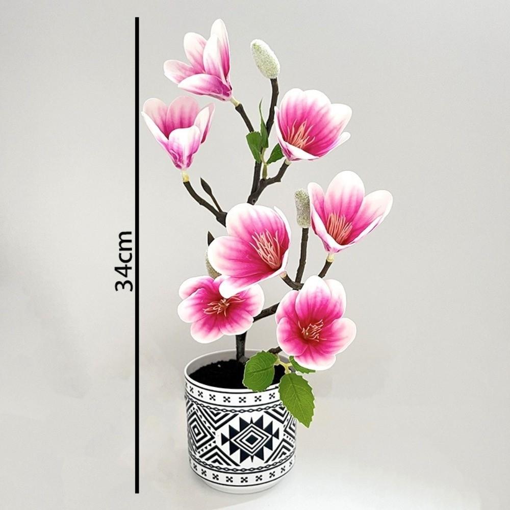 New Multi-Bloom Simulated Magnolia DIY Flower Pot Artificial Faux Plants Faux Flowers Plastic Fake Flower Home Decor