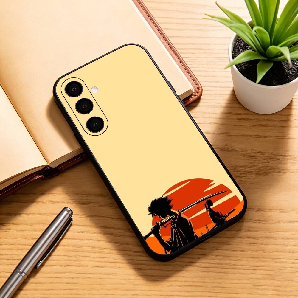 S-Samurai Champloo Anime Phone Case Black Silicone Soft For Samsung Galaxy A73,A72,A71,A70,A53,A52,A51