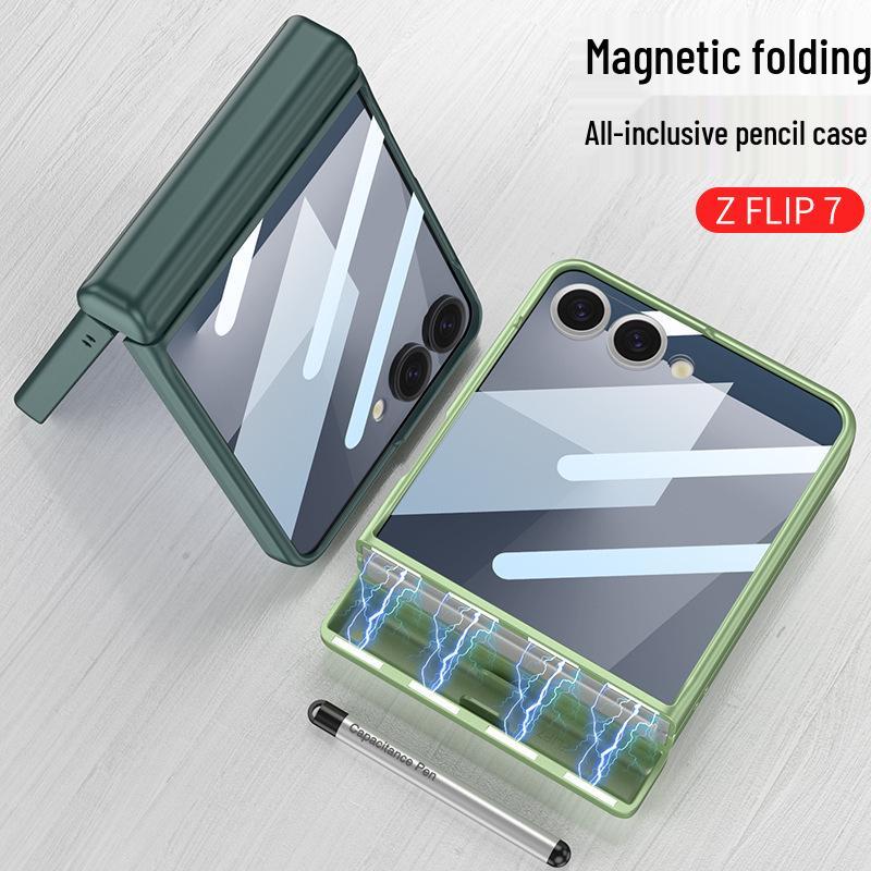 Samsung Z Flip7 Magnetisk Deksel med Penneholder & Beskyttende Skall for Flip6