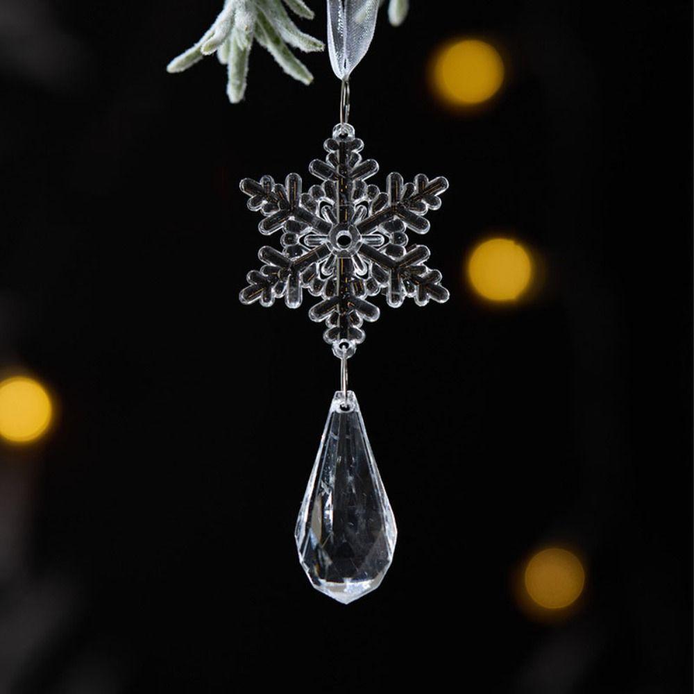 Artificial Snowflake Pendant Acrylic Christmas Tree Decoration Xmas Icicle Pendant  New Year