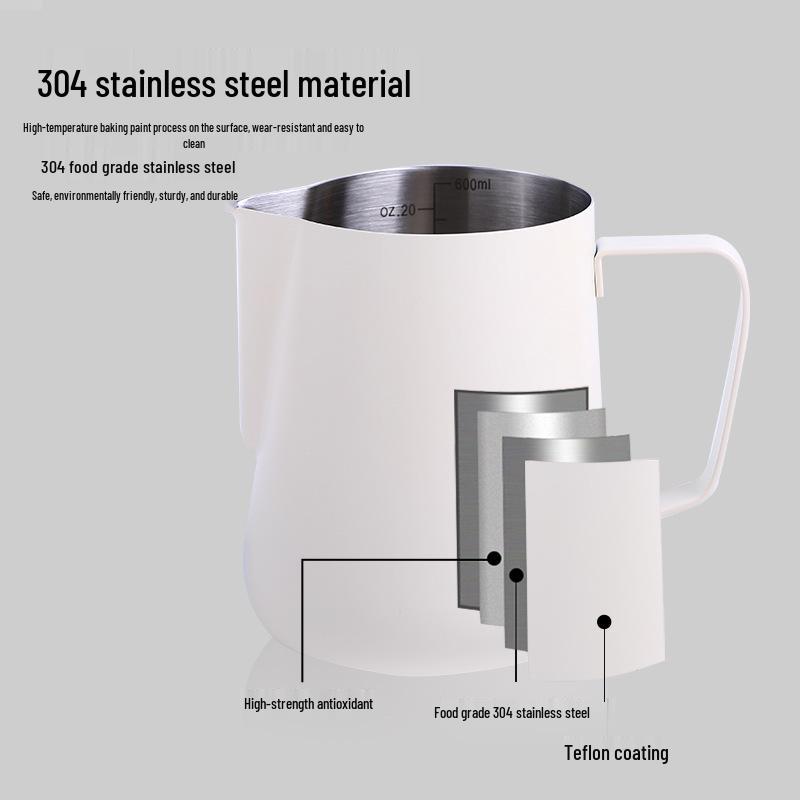 Pin Chuang 304 Stainless Steel Latte Art Cup with Scale, Pointed Spout, and Thickened Milk Frothing Design