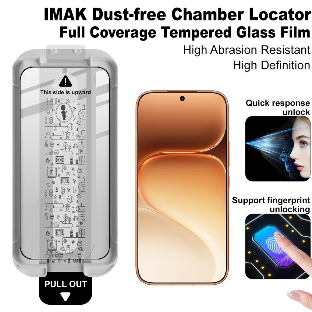 For Honor 600 Pro 5G Global Glass IMAK Dust-free Cabin Full-screen Tempered Glass Film Supports Fingerprint Unlock