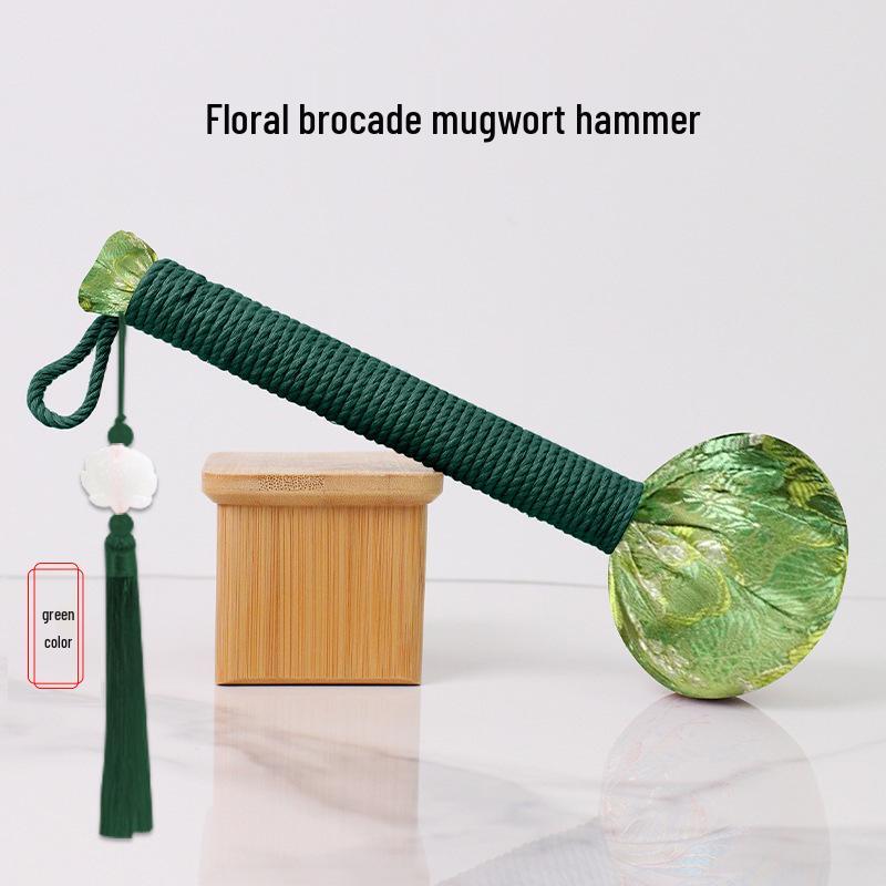 Year of the Horse Mugwort Meridian Massage Hammer - Solid Color Brocade Multifunctional Health Gift