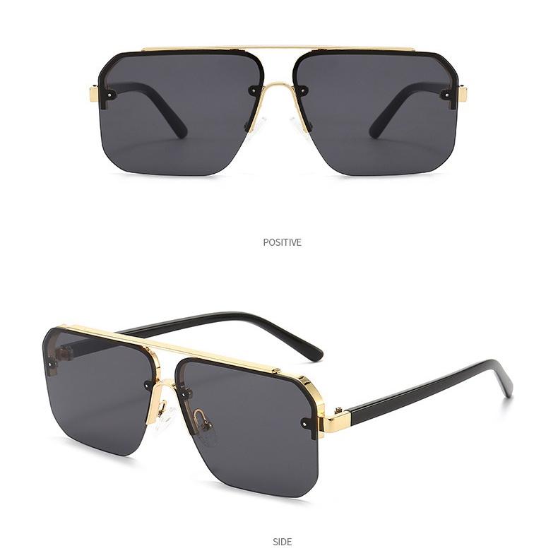 Men's sunglasses, new square metal sunglasses, women's sunscreen half-frame sunglasses.