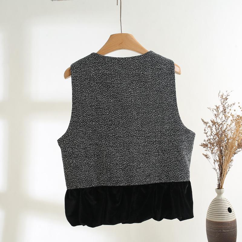 High waist and thin sparkling sequined sleeveless vest for women 2025 early spring French temperament contrasting top vest