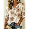 Retro Fashion Half Sleeve Loose Blouse, Textured 3D Print Decoration, Figure-Friendly Comfortable Summer New Style
