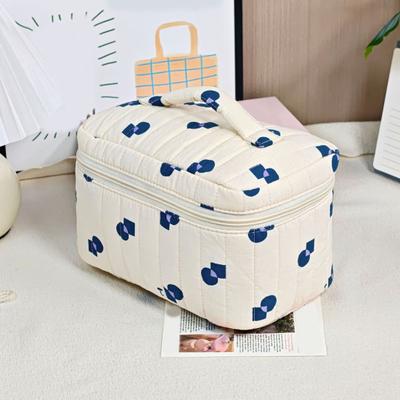 1/3Pcs Large Cotton Quilted Makeup Cosmetic Bag Portable Travel Floral Toiletry Organizer Spacious Capacity Beauty Supplies Case
