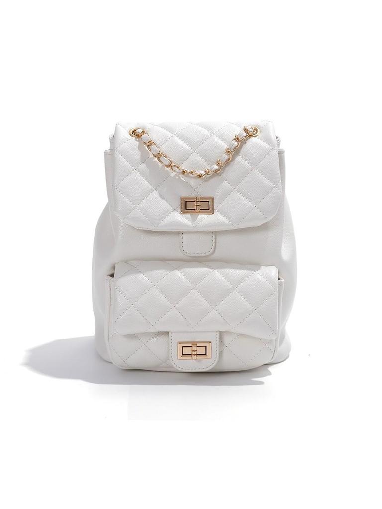 2026 New Stylish Women's Diamond Quilted Chain Backpack - Versatile Small Commuter Bag for Travel and Outings