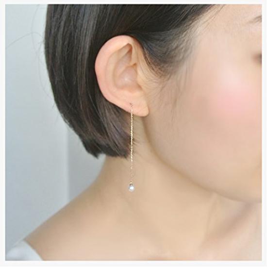 K10 Yellow Freshwater Double AJVA2261 PF [Official] [Vendome Aoyama] Earrings, Gold, Pearl, Catch, Chain,