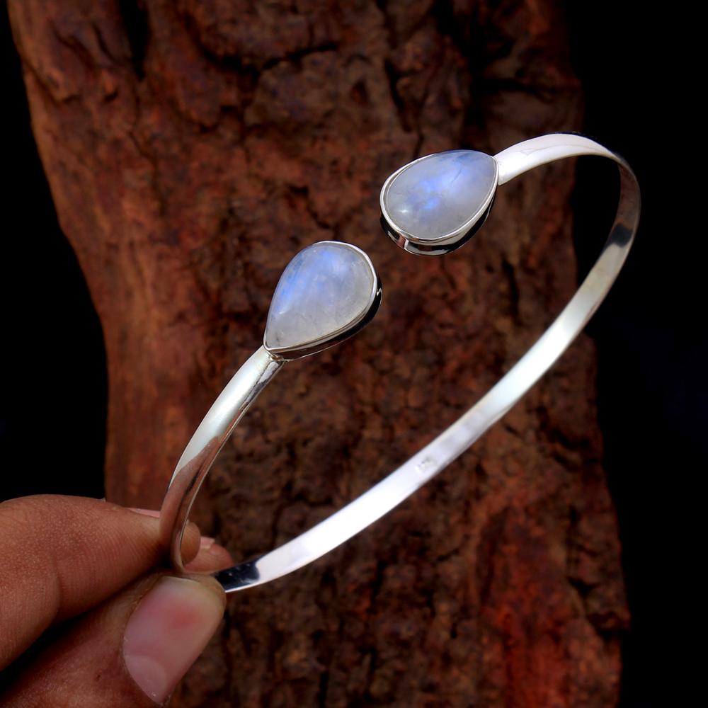 

Серебряный браслет-манжета с ларимаром, Ювелирные изделия ручной работы из стерлингового серебра 925 пробы, Женский браслет-манжета, Подарок для нее белый