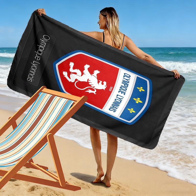 Asciugamano da Spiaggia Stampa Olympique Lyonnais, Asciugamano Grande Morbido Asciugatura Rapida per Spiaggia Campeggio Nuoto
