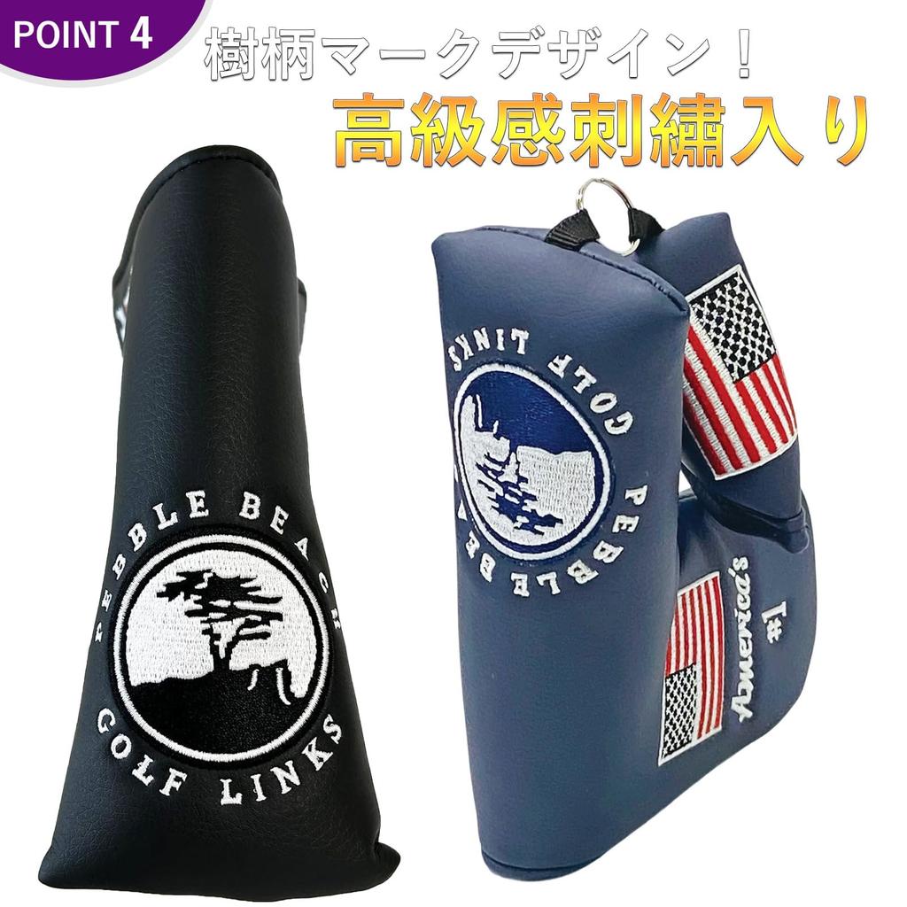 Putter Cover Pin Type Golf Cover Compatible with Scotty Cameron Odyssey with Magnetic Key Ring American Tree (Navy)