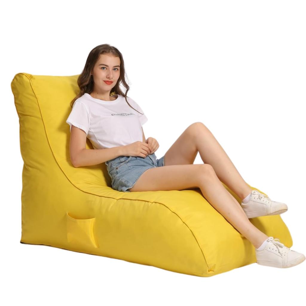 Jumbo Luxury Bean Bag Lounger with Beans Filled (Ready to Use)for Home, Office, Bedroom, Playroom, Living Room, Lounge Seating Color Yellow