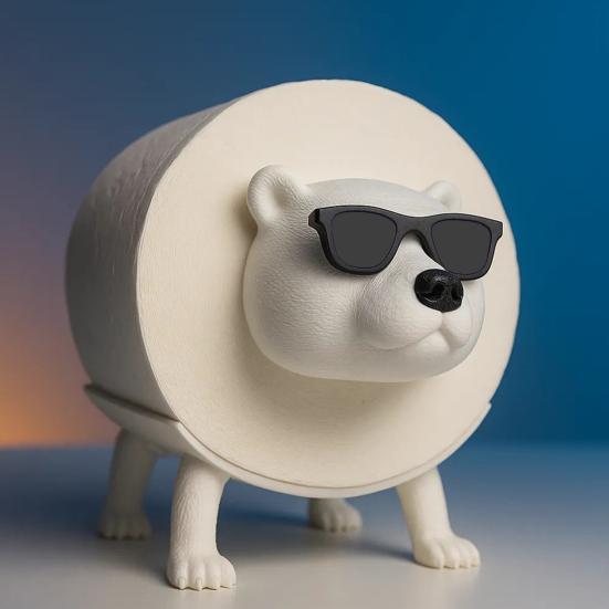 Toilet Paper Holder Tissue Rack Polar Bear Shape Reusable Handcrafted