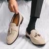 British Leather Shoes with Heightened Inner Suede Leather Beanie Shoes Lazy Casual Tassel