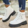 Short Boots, Lace-up Thick-soled Cotton Boots, Women's Shoes, Thickened Belt Buckle