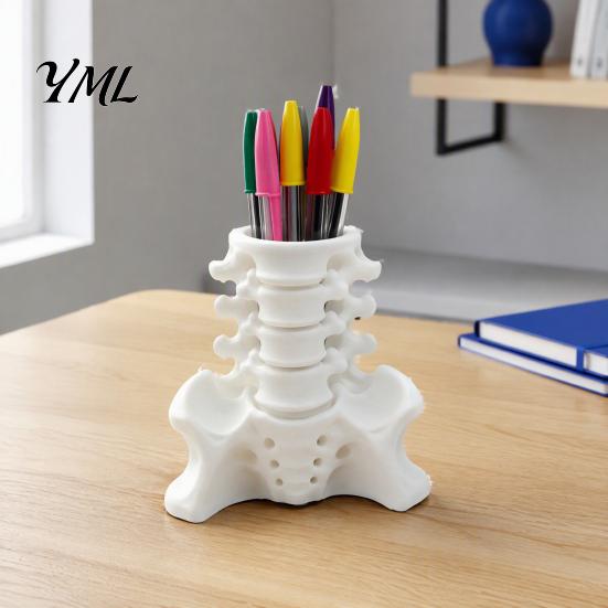 Unique Office Accessories Simulated Spine Pen Holder, Creative Skeleton Desktop Organizer, Durable Stationery PLA 3D Printed Anatomy Ornament for Home