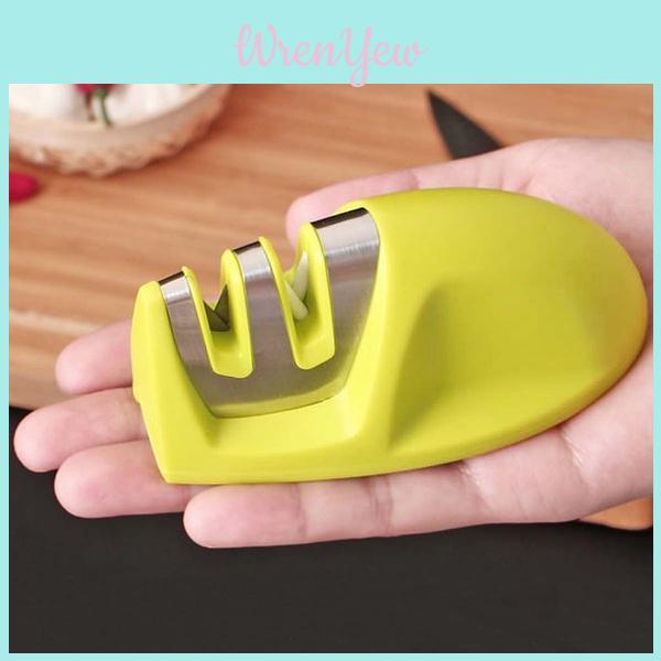 Knife Grinder Scissors Stone Steel Mini 2 Stage Double Groove Rod Sharpener Grindstone