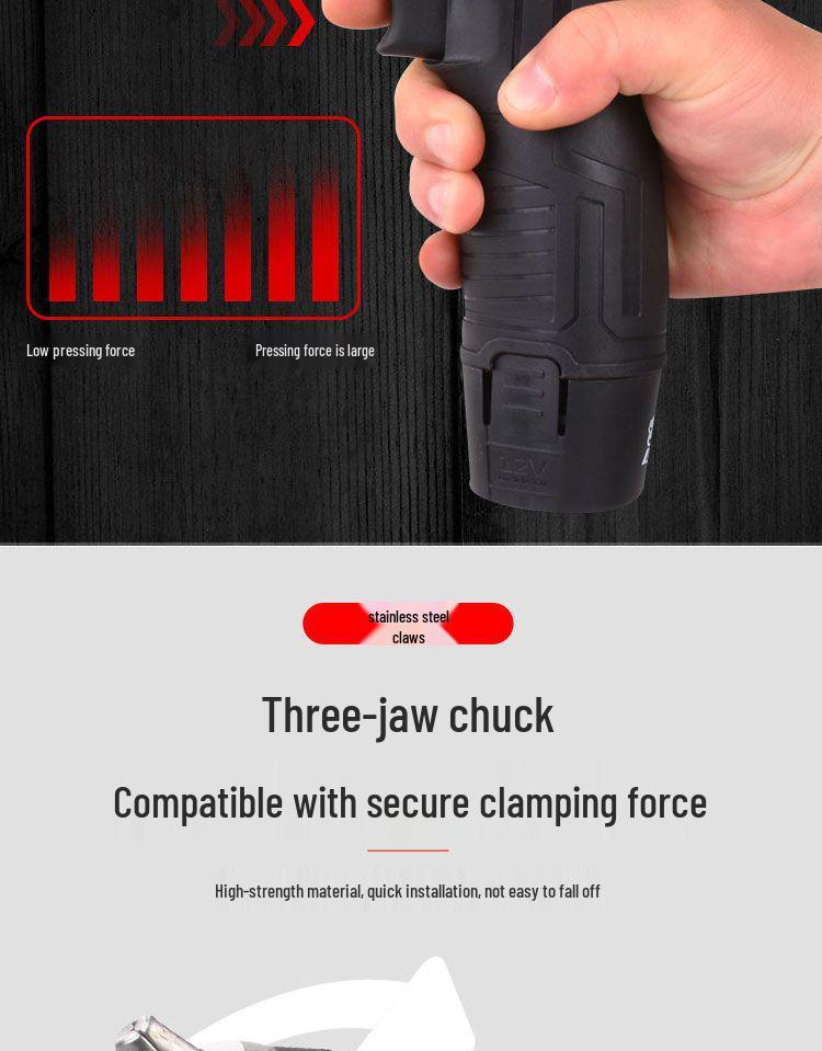 12V High Power Cordless Two-Speed Electric Drill and Screwdriver