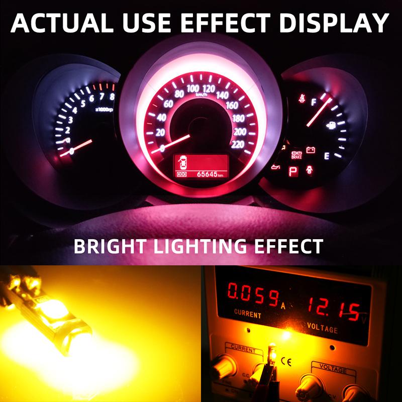 RXZ 10PCS Canbus T5 W3W 3030 3SMD Led Bulb 12V Universal Interior Lights Dashboard Warming Indicator Auto Instrument Lamp
