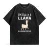 I M Really A Llama In Human Costume Halloween Funny T Shirt Vintage Washed Streetwear Fashion Soft Homme Unisex Stretched