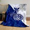 "Zebra Logo On Crumpled Blue and White" Patterned Blanket, Flannel, Suitable for All Seasons, Home Decor, Warm and Cozy