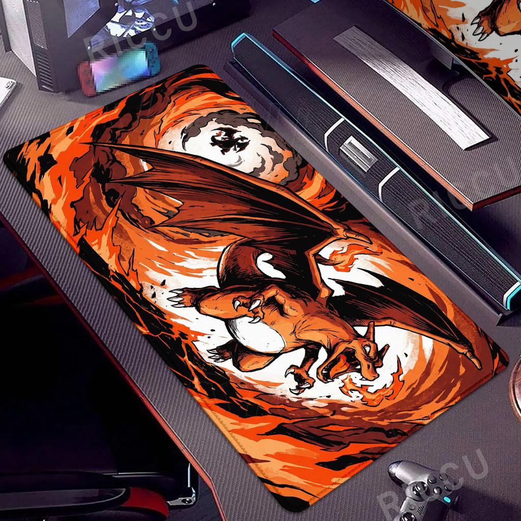 Gaming Large Mouse Pad Anime Pokemon Charizard Desk Mat E-Sports Keyboard Mousepad Office Extended Table Pad PC Accessories Rug