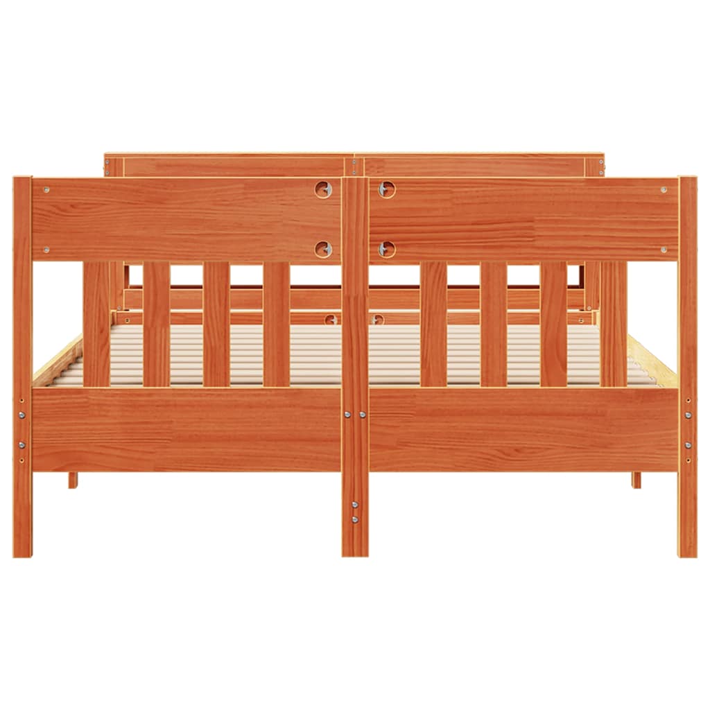 Solid Wood Bed without Mattress Wax Brown 140 x 190 cm Pine Wood