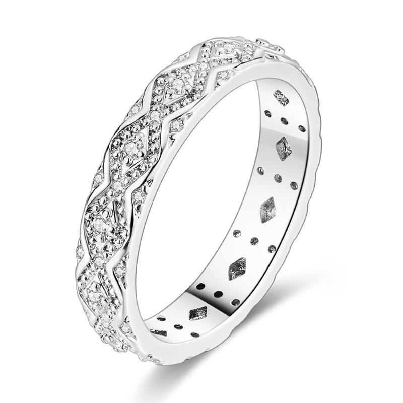 Shine Zircon Ring Copper Metal Authentic Original Stone Multi Layer Simple Infinitely Wide Rings Designed For Women FineJewelry Wedding Party Perfect