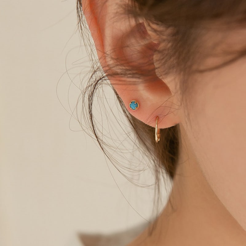 LUNNE 14k Turquoise Gemstone Piercing (14k Gold) (Bar Thickness 1mm) #PIB06