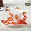 Shangqi Enamel Ceramic Peacock Coffee Cup with Saucer