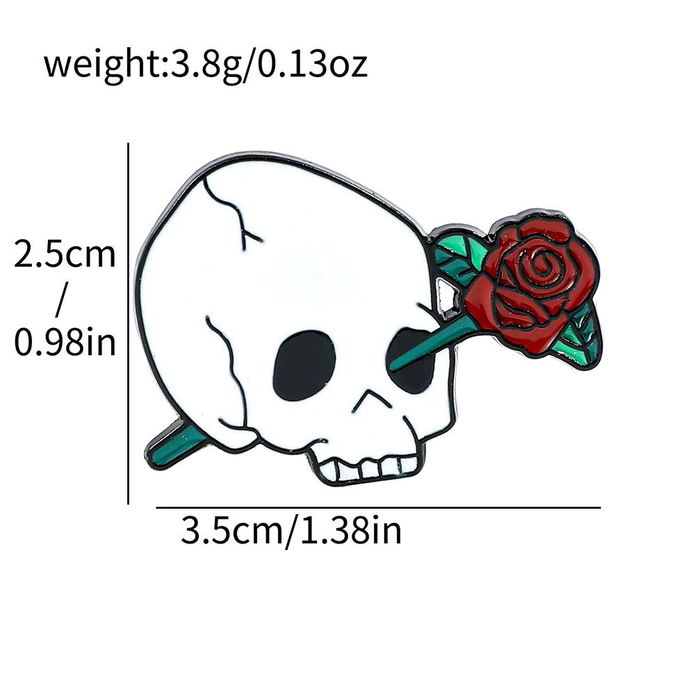 European and American horror personality creativity Halloween roses skull alloy brooch clothes bag decorations