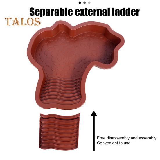 Tortoise Water Bowl with Ramp 2-in-1 Large Reptile Feeding Dish Bathing Pool Aquarium Ornament for Lizard Gecko Turtle Snake Bearded Dragon