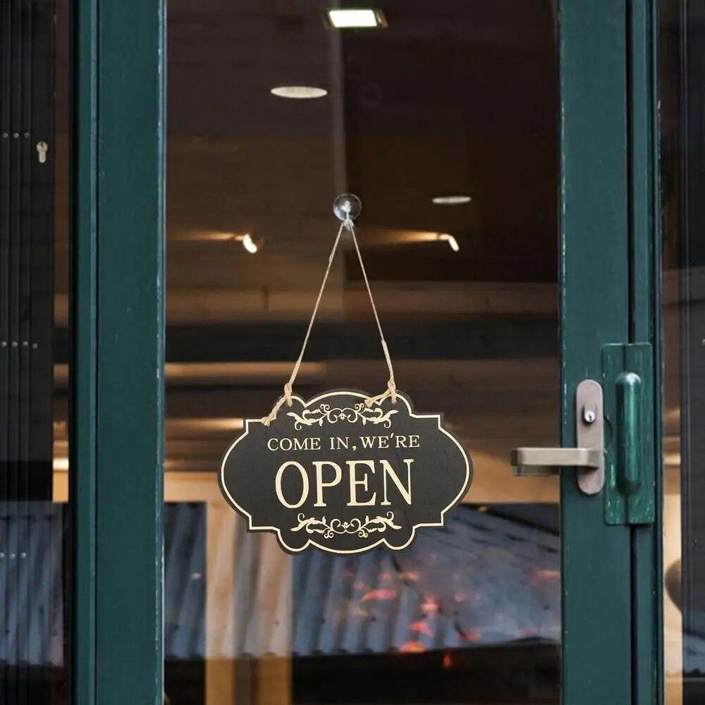 Wooden Craft Double Business Sign Double-sided Wooden House Sign Door Hanging Pendant  Shop
