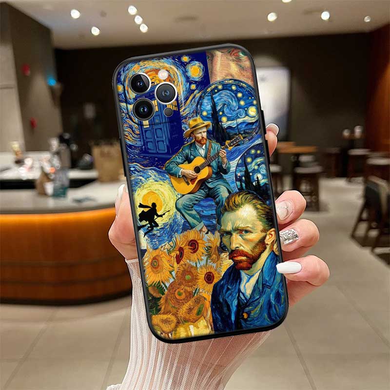 RE55 Starry Night Van Gogh Painting New High-End Shell Phone Case for Redmi Note 13 14 Pro+ Plus A3 A3X 13X 13C 13R 14S 14C 14R